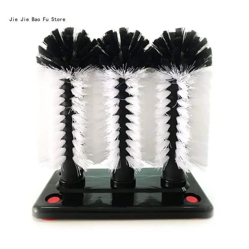 

E8BD Glass Cleaning Brush, 3 Brush Glass Washer Triple Glass Rinser, Cup Washer Brush, Glass Brushes for Washing Glasses