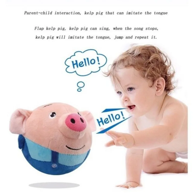 Dancing Talking Pig Bouncing Ball For Baby Educational Toys Can Singing Learning Electric Plush Montessori Interactive Toy Gifts