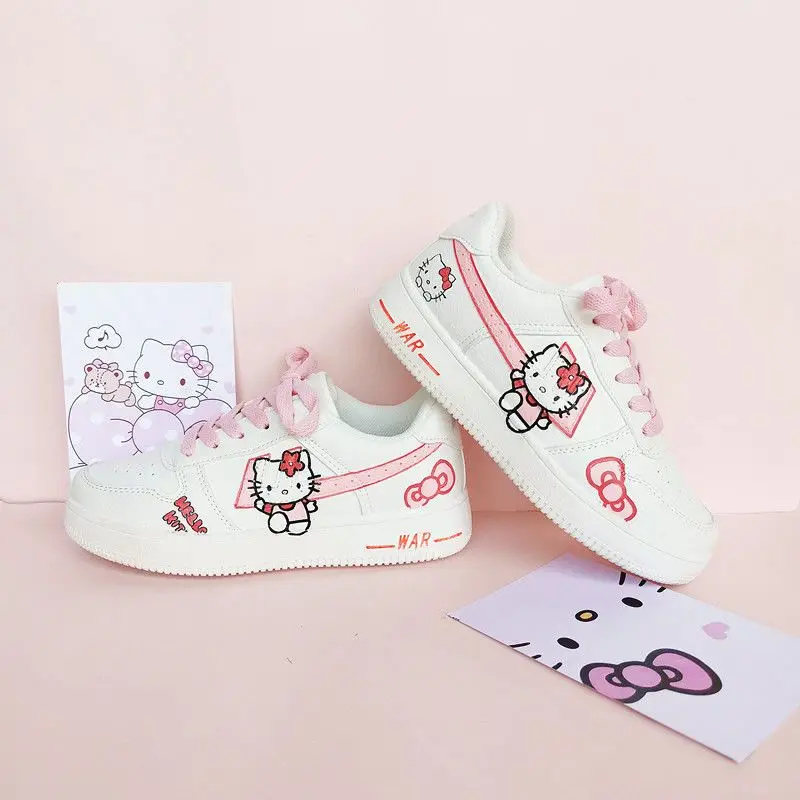 

Kawaii HelloKitty Casual Shoes Sanrio Student Cartoon Fashion Sneakers Cute Girl Outdoor Flat Shoes Girlfriend Birthday Gift