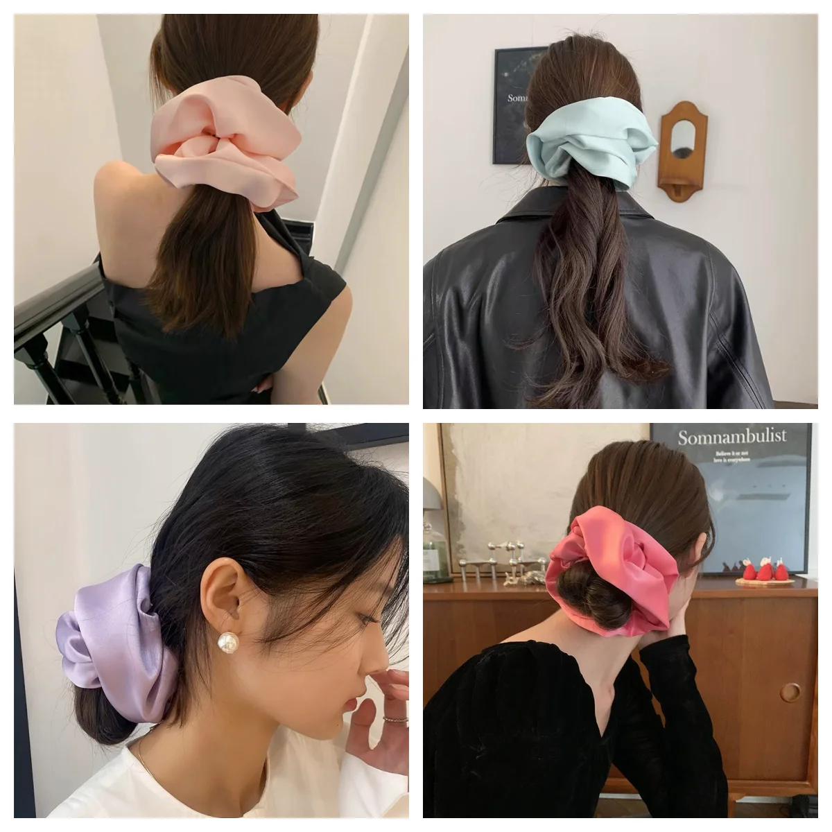 Большие Сатиновые резинки для волос Jumbo Scrunchies