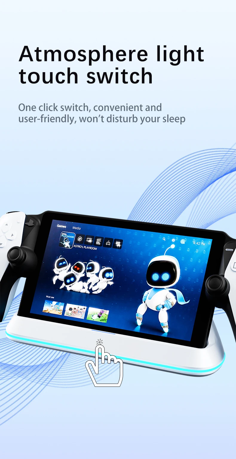 HONCAM Charging Dock Station for PlayStation Portal 7 RGB Light Modes Console Charger Stand with Tri-Protection Safety charging