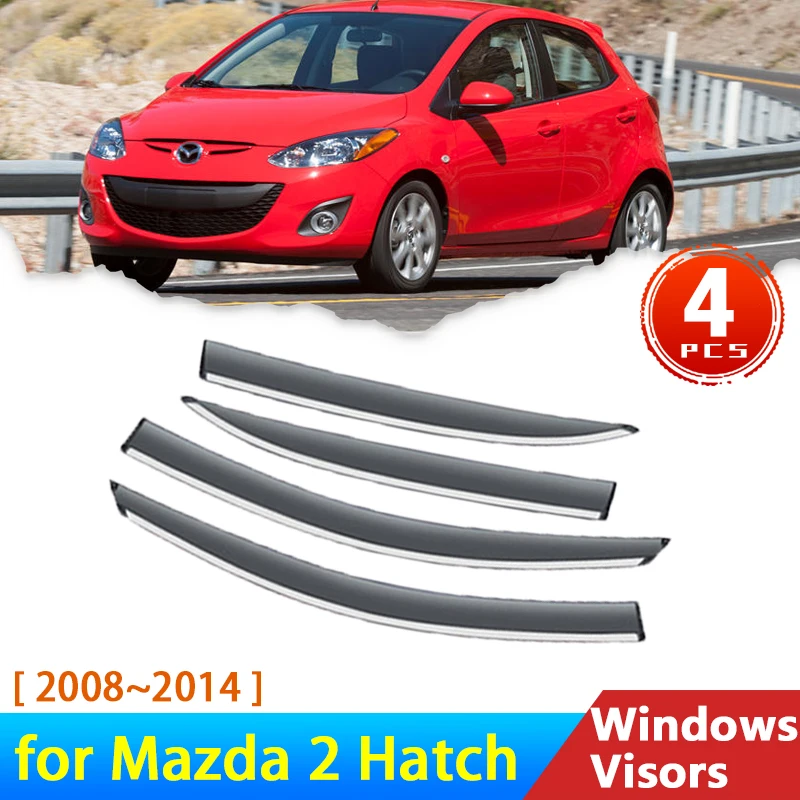 VYONNE 4 Stück Auto Windabweiser,für Mazda 2 Hatchback MK2 DE/DH