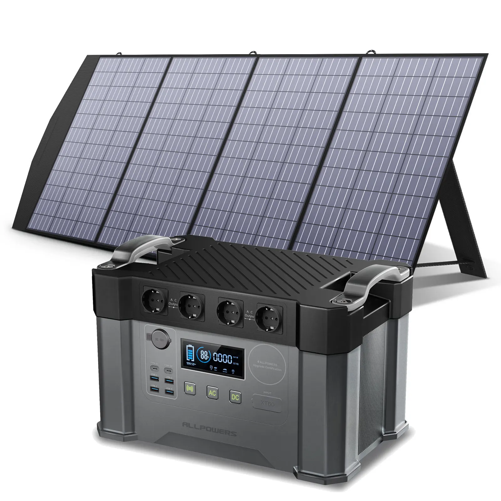 ALLPOWERS S2000 2000W Powerstation 1500Wh Solar Battery Charger Emergency Backup Power With 18V 100/120/200W Solar Panel