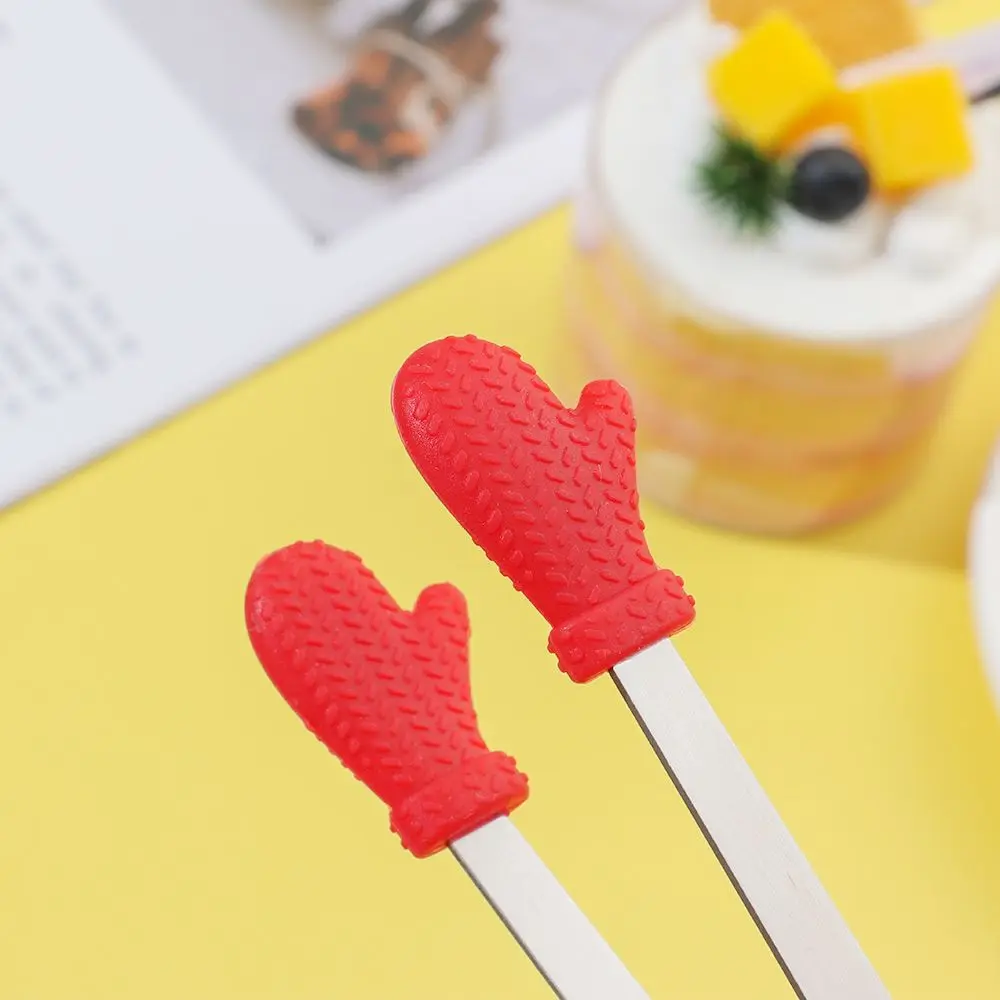 Food Tongs 1PC Durable Silicone Stainless Steel Mini Snack Food Tongs Non-slip Handles BBQ Bread Ice Cube Clip