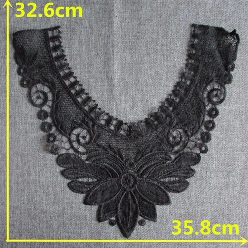 Flower Lace Collar 3D Cotton Fabric Trim for DIY Embroidery
