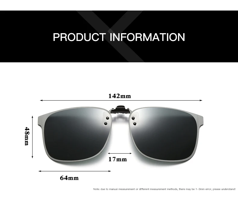 REXXAR Polarisierte Clip-On Sonnenbrillen für Herren, Autofahrer-Brillen UV400, Blendschutz Vintage Eckige Brillen – Detail 13