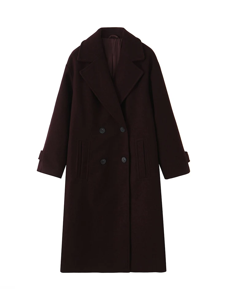 Women Winter Luxury Long Coats Solid Warm Soft Wool Long Coat Women High Street Loose Casual Double Breasted Overcoat 2025