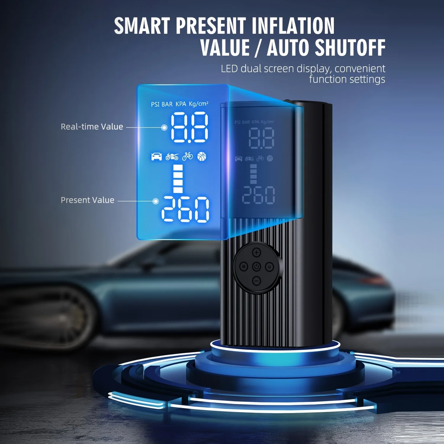 Tire Inflator Portable Air Compressor-180PSI & 20000mAh Portable Air Pump, Accurate Pressure LCD Display, 3X Fast Inflation For