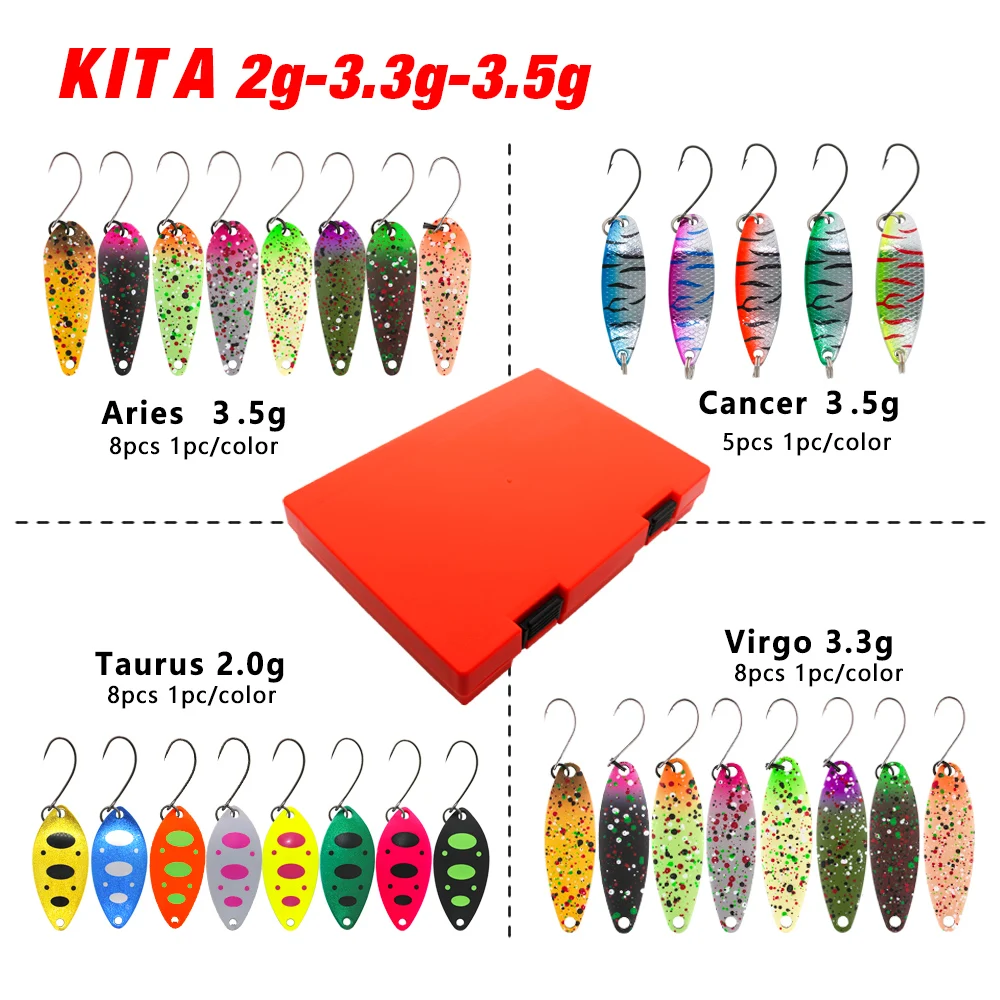 Jerry Ultralight Micro Area Trout Spoon Kit Spinners Baubles Glitters  Fishing Lures Set Assortment Tackle Box