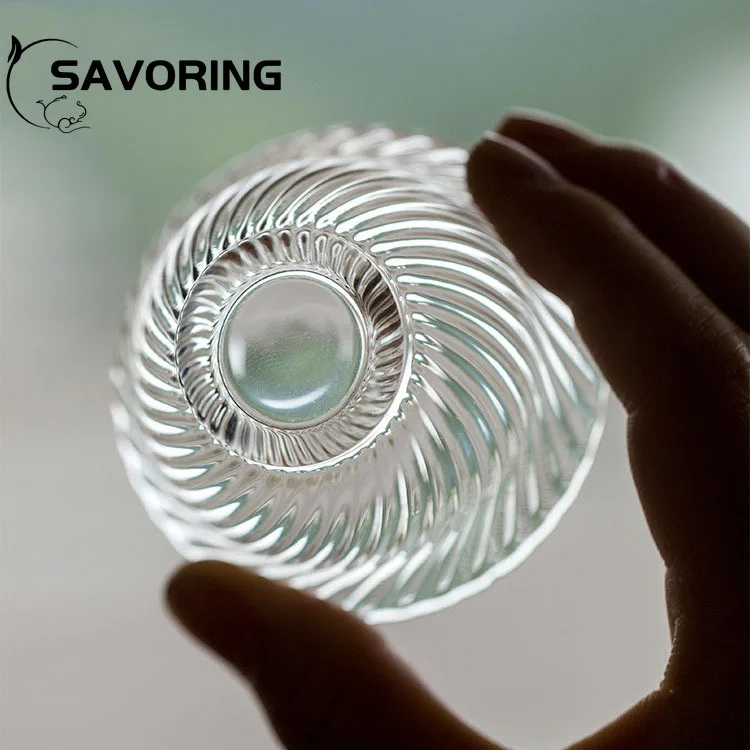 Japanese Heat-resistant Glass Petal Cup Smelling Cup Transparent Vertical Teacup Single Master Small Sake Wine Drinkware
