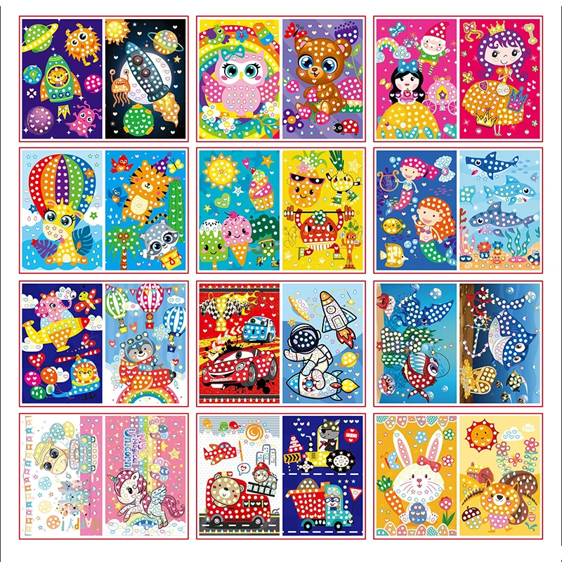 10/15pcs Colorful Dot Primary Mosaic Puzzle Stickers Games DIY Cartoon Animal Learning Education Toys For Children Kids Gift cartoon stickers cartoon animal stickers puzzle stickers colorful stickers animal stickers decorative stickers paper stickers