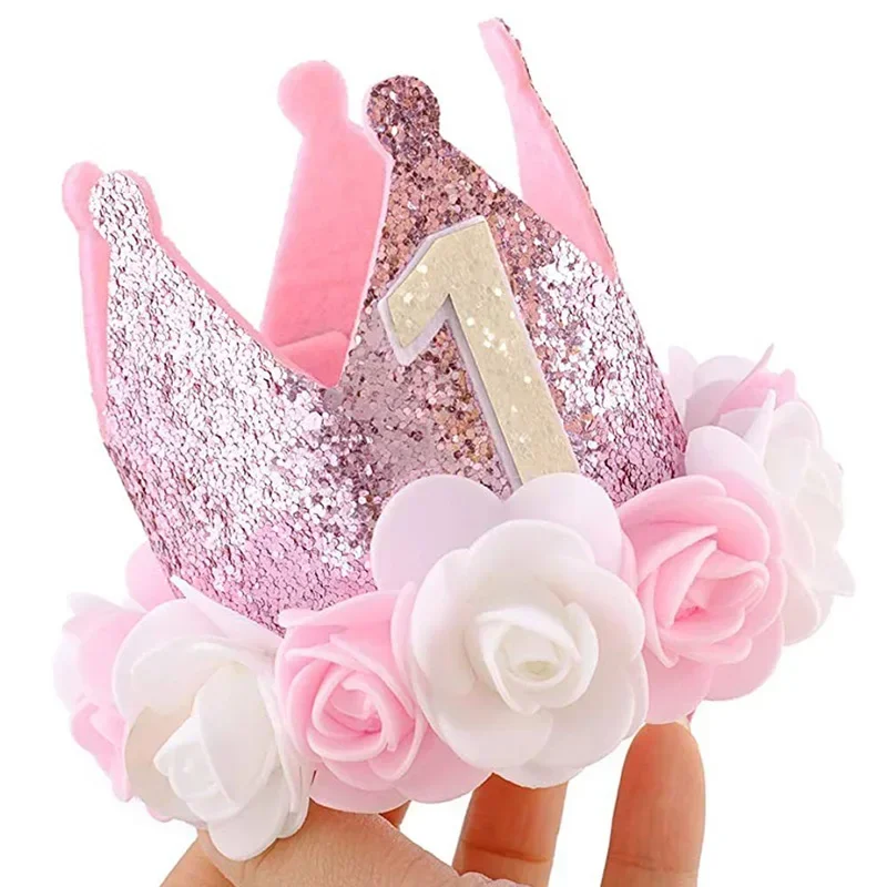 1st Birthday Crown Hat Baby Boy Girl Headband Number Hats Kids Birthday Baby Shower Party Decorations Anniversary Decor Caps party hat birthday crown baby crown hat birthday headband set