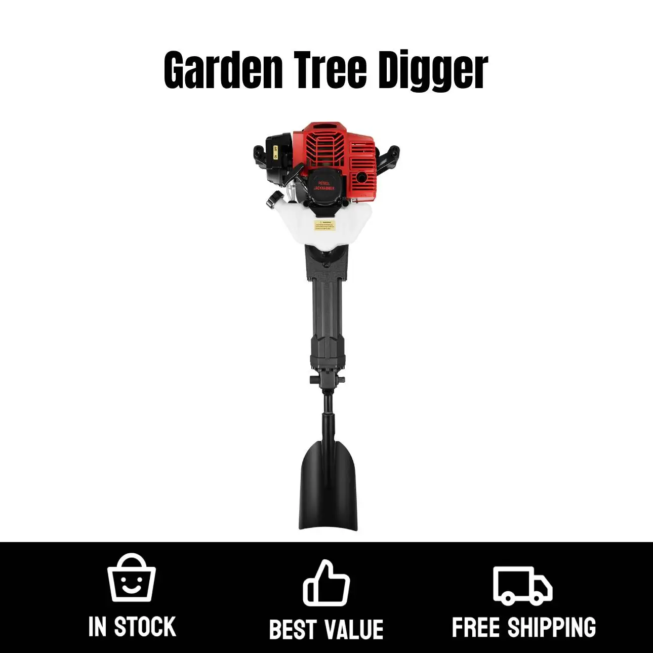 1900W Post Hole Digger W/ 2-stroke Engine 0.3gal Fuel Tank Ergonomic Handle Low Fuel Consumption for Tree Excavation