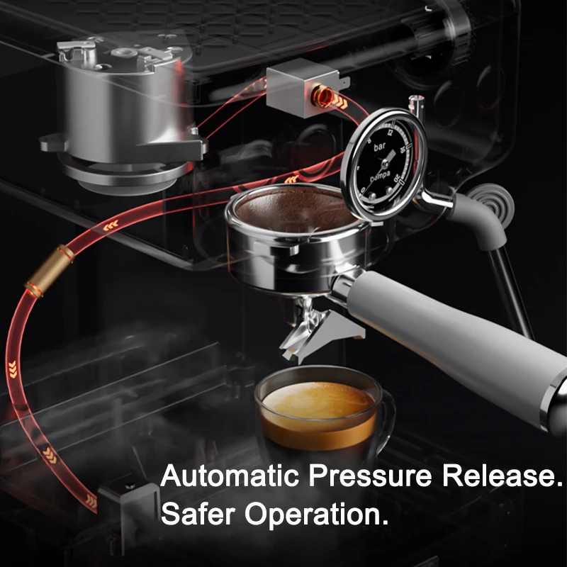 Petrus Espresso Coffee Machine Stainless Steel Coffee Maker With 58MM Portafilter Commercial Steam Wand Milk Frother 4