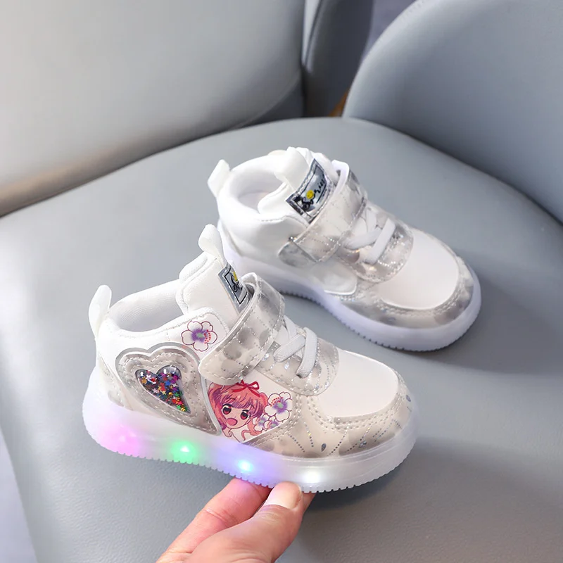 Glowing Cute Cartoon Kids Shoes for Girls Sneakers Led Children