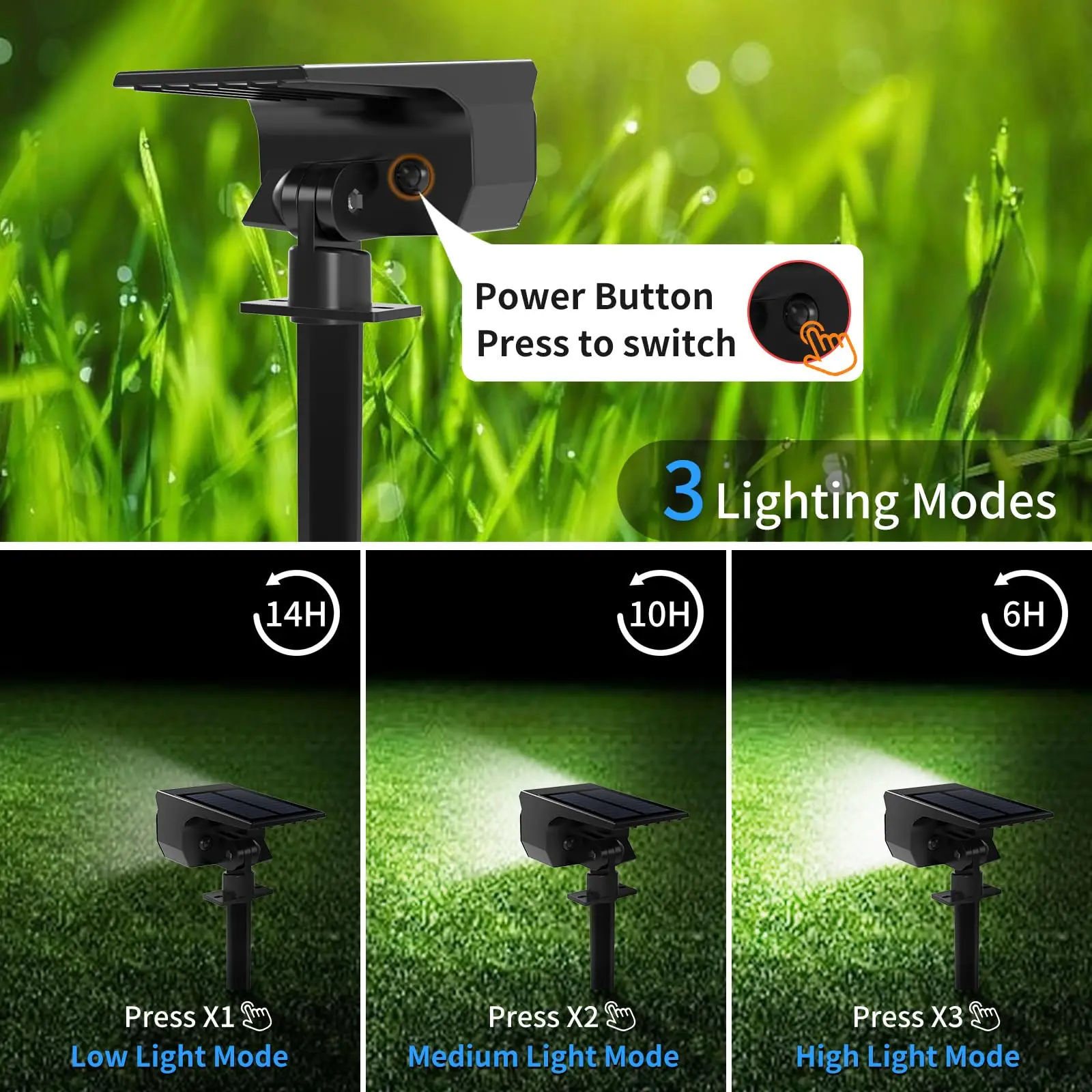 46 LED Solar Landscape Lights Outdoor IP65 Waterproof Solar Light with 3 Modes Solar Garden Spotlight for Yard Lawn Walkway 2