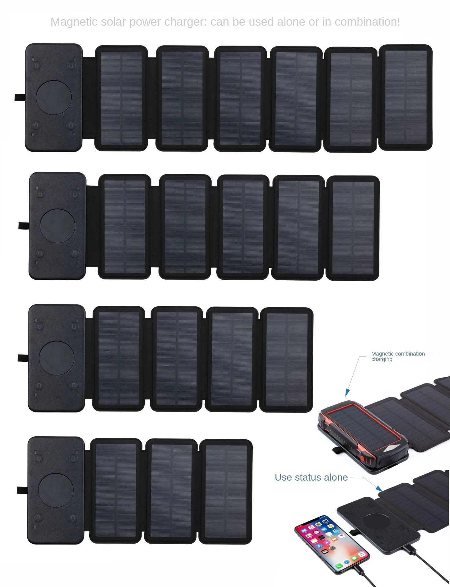 Solar Power Bank 20000mAh USB Fast Charging Detachable Independent