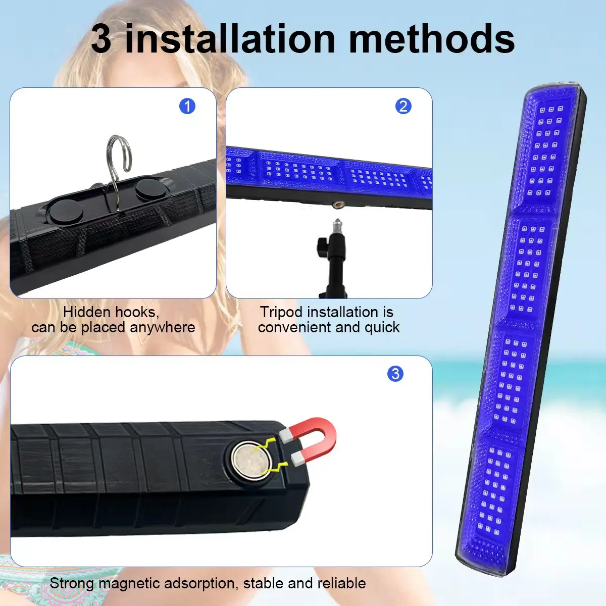 자외선 태닝 램프, USB 선베드 램프, 바디 태닝용, 96개 전구, 460파장, 스킨케어 제품