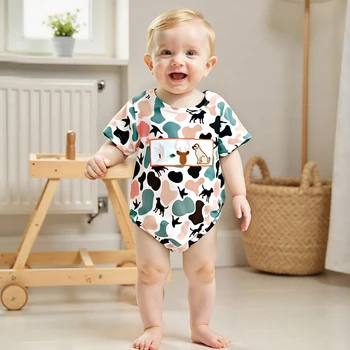 Infant Boys Lightweight Romper with Fun Dinosaur Print and Short Sleeves for Summer Playtime - Adorable Baby Outfit 2