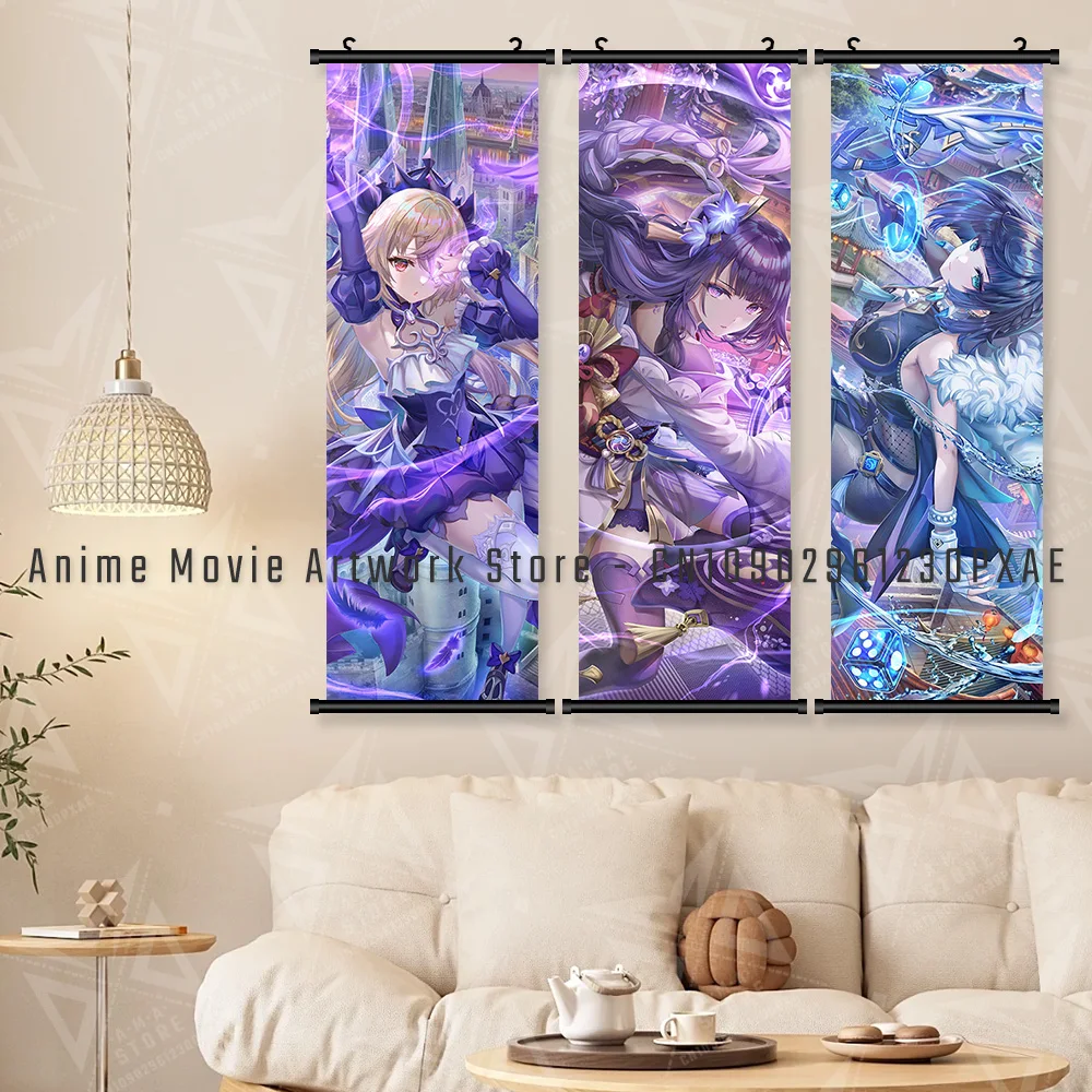 Anime-Inspired Kawaii Wall Art Canvas - Arlecchino Home Decor Poster