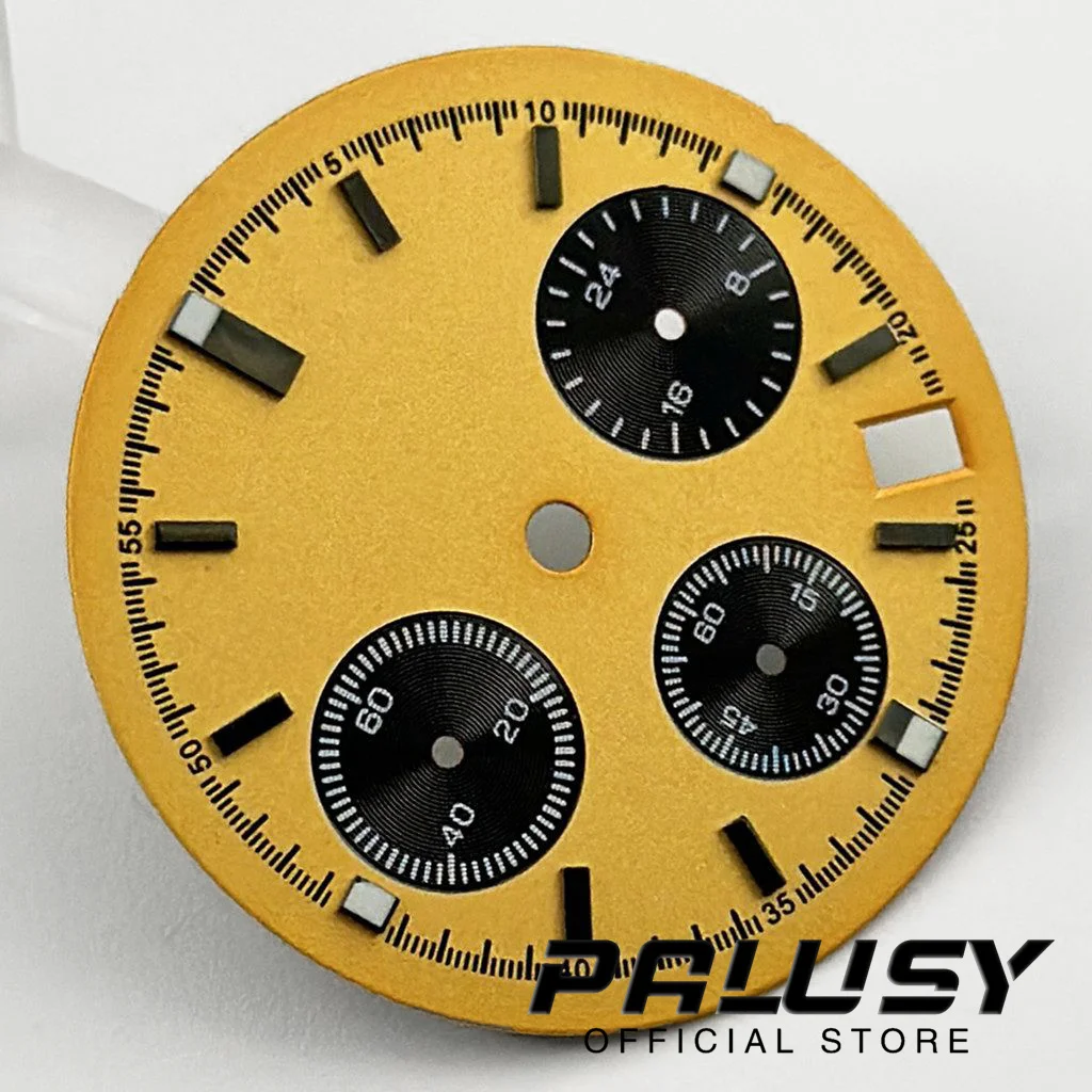 Vk63 30mm Sterile Orange Watch Dial Green Luminous Watch Face for VK63 VK63A Movement Replacement Parts