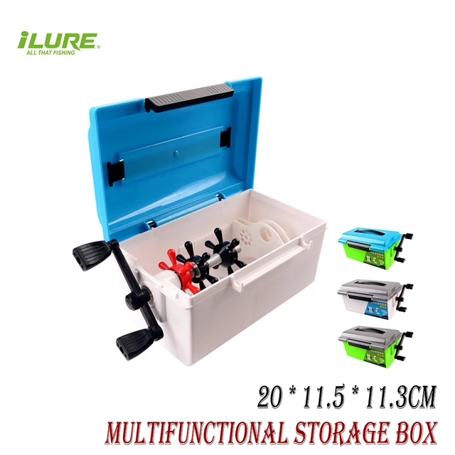 ILURE Fishing Tools Portable Multi-functional Fishing Line Storage Box Reel  Spinning Bait Throwing Fishing Equipment Box