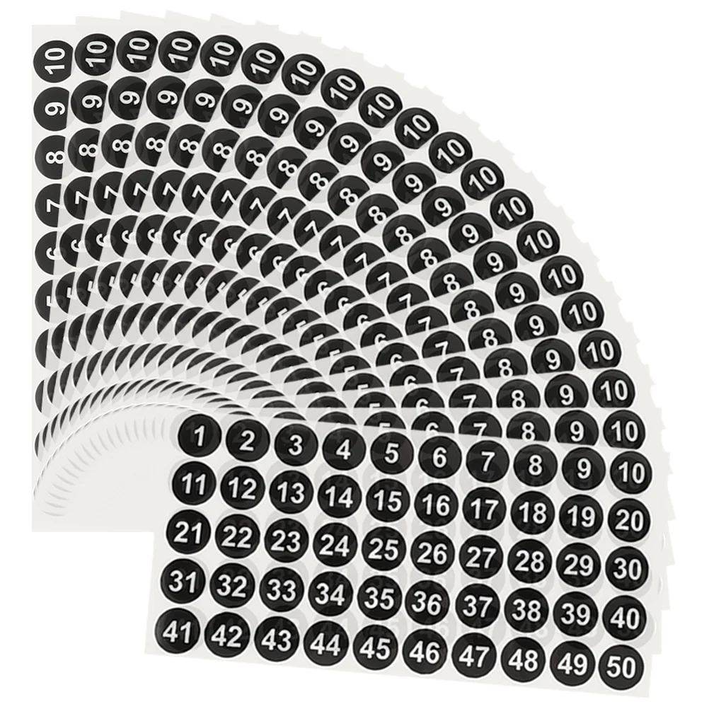 20 Sheets Number Sticker Small Stickers Sign Circle Adhesive Labels for Office Decal Classification Serial Digital Round