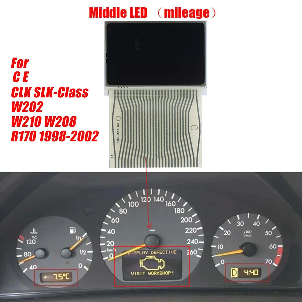 ڵ ú ߰ LCD ÷ ȭ, ޸  W202 W210 W208 R170 1998-2002 ӵ ȼ  ȭ