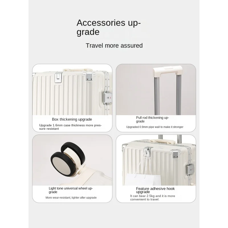 Suitcase Aluminum Frame Luggage for Women 20-Inch Durable Trolley Case Men 24-Inch Travel Boarding Password Suitcase on wheels