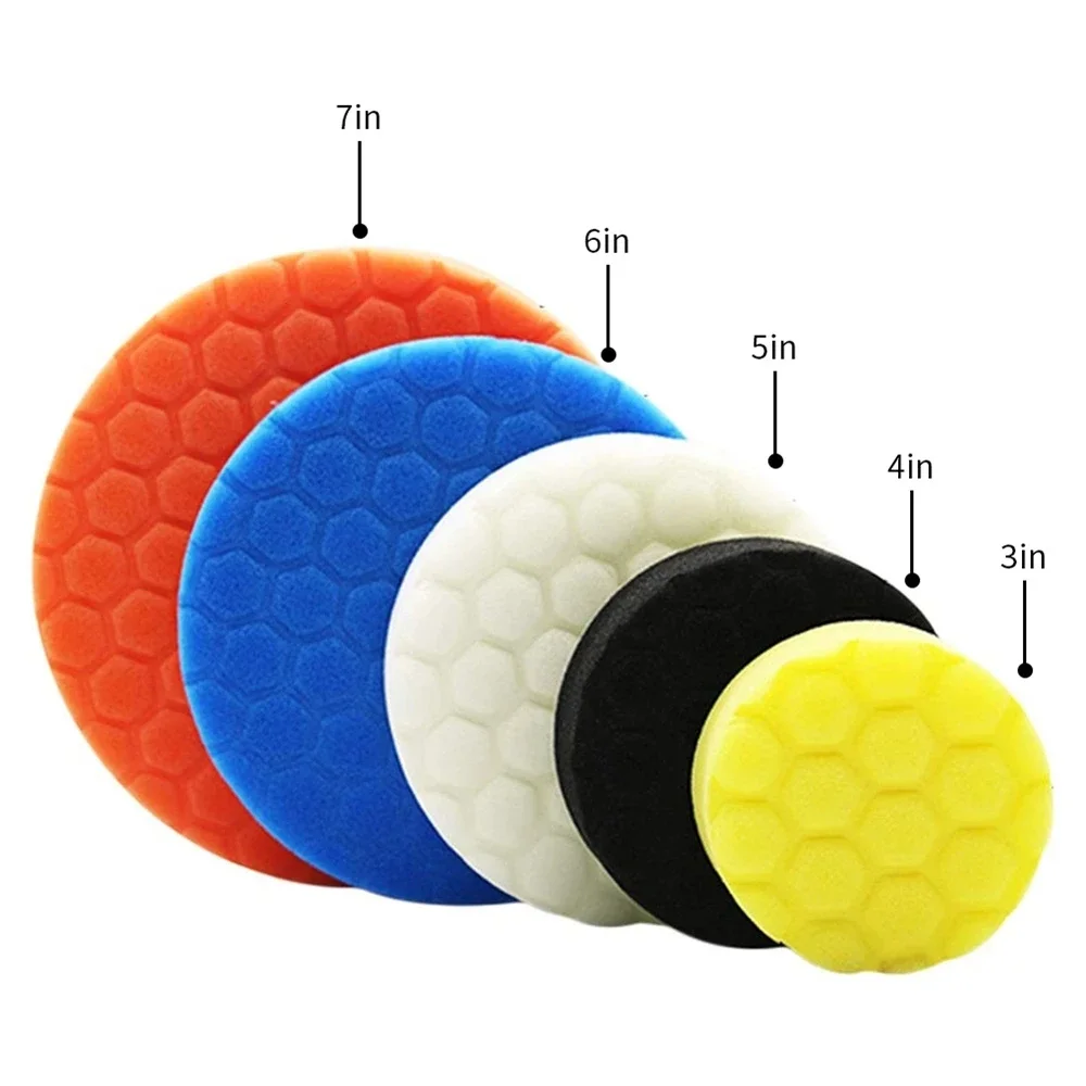Compound Polishing Pads 5 Pack 3/4/5/6/7 Inch Cutting Sponge Pads Kit For Car Polisher Self-Adhesive Sponge Waxing