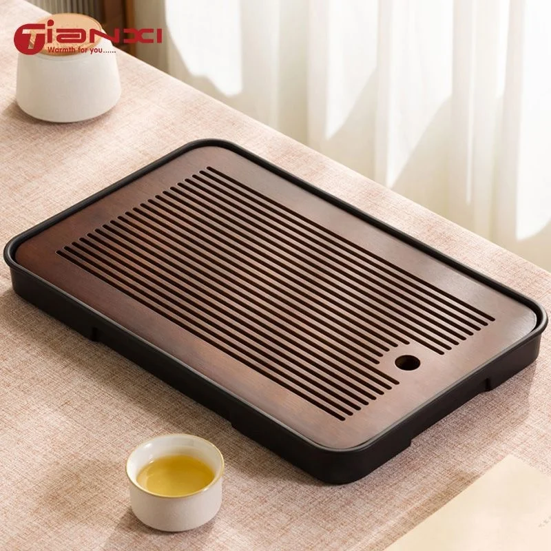 GIANXI Bamboo Tea Tray Small Household Tea Tray Simple Kung Fu Set Drainage Storage Drainage Dry And Wet Dual Use tea tray tea set
