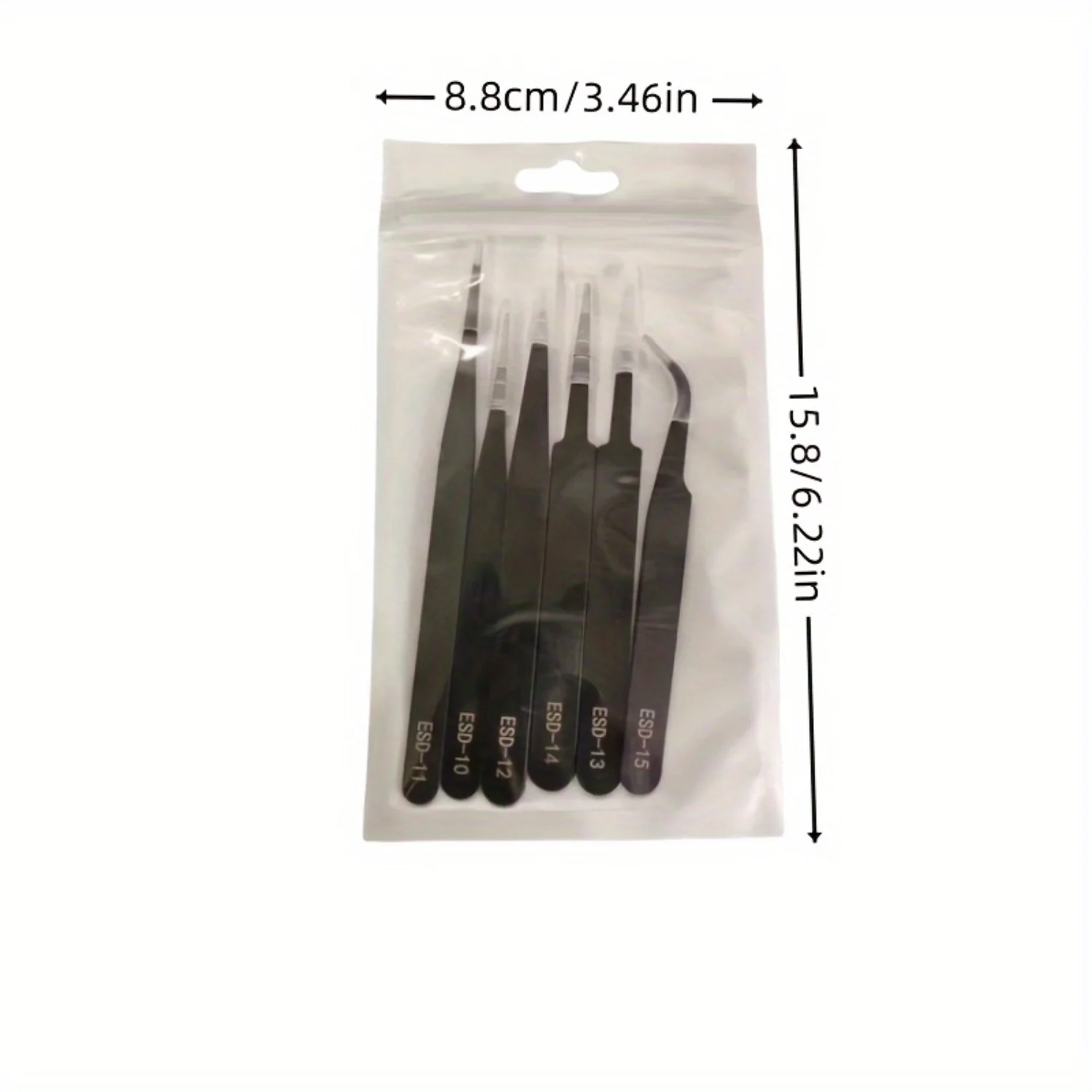 6pcs ESD Anti-Static Stainless Steel Tweezers - Precision Maintenance & Industrial Repair Tools for Working & Model Making. 3