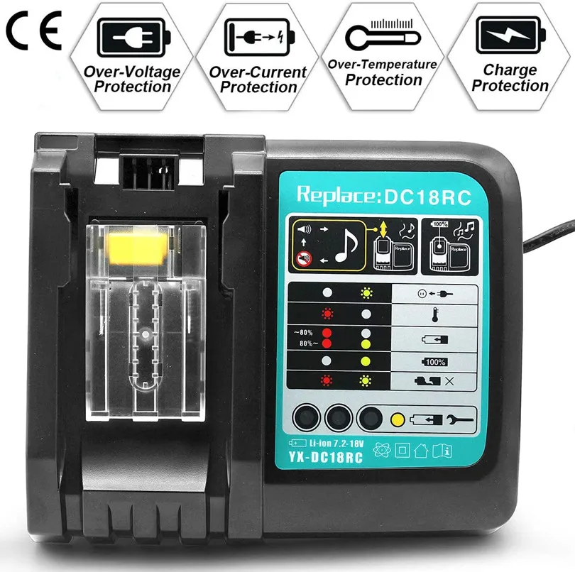 

DC18RC Li-Ion Battery Charger 3A Charging For Makita 14.4V 18V Bl1830 Bl1430 Dc18Ra Electric Power DC18Rct Charger USB Prot