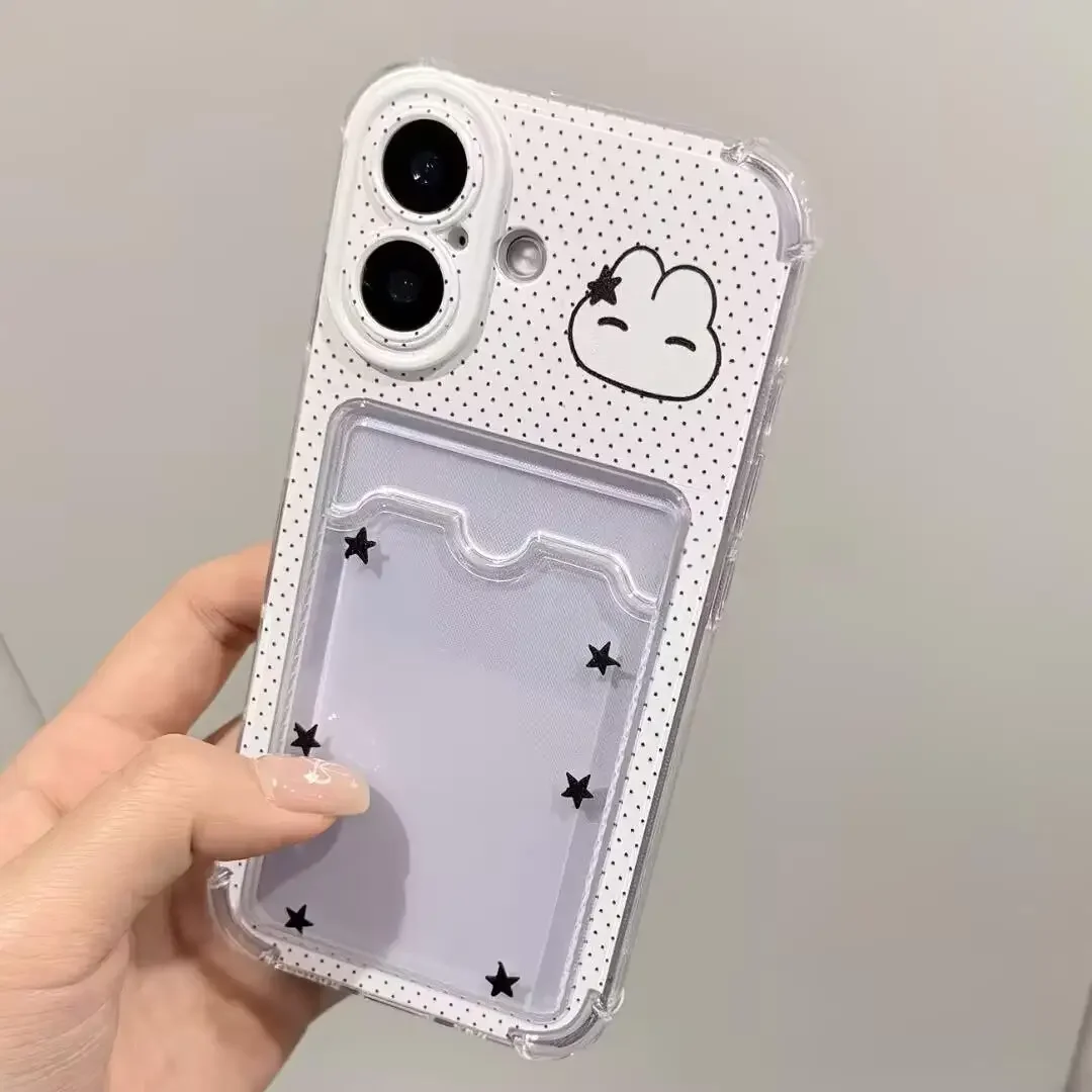 Korean Polka Dots Clear Wallet Phone Case