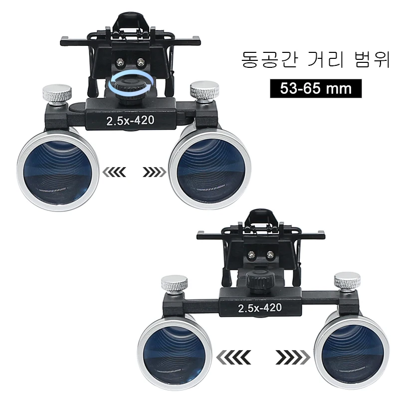 2.5X 3.5X 쌍안 치과 루페, 헤드 밴드 코팅 광학 렌즈, 클립 돋보기 포함, 갈릴리아 치과 돋보기