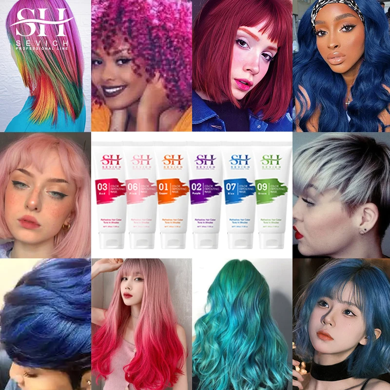 Sevich 9 colors Fashion 15 daysTemporary Hair Dye Mask Mild Formula Diy 5-Minute Coloring Easy Wash Plant Dyeing Hair Mask 100ML 9 colors 5 minute dyeing care hair mask hair dye non toxic diy hair color hold for 15 days dye hair mask blue grey purple 100ml