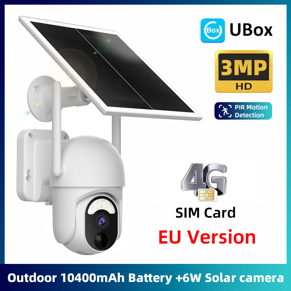 EUSimCardUBoxAPP3MPIPCameraBatteryOutdoorPIRSpotlightCCTV