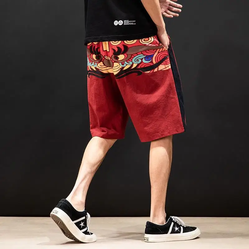 Y2k Clothing Streetwear Jogger Shorts Men Pants Hip Hop Harajuku Sweatpants Casual Loose Print Pocket Shorts Men's Clothing