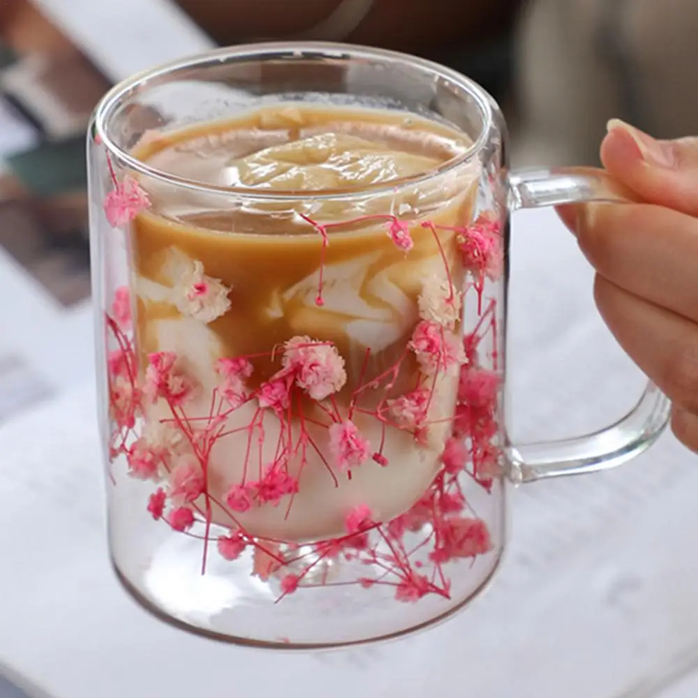 Double Wall Dry Flower Coffee And Tea Cup