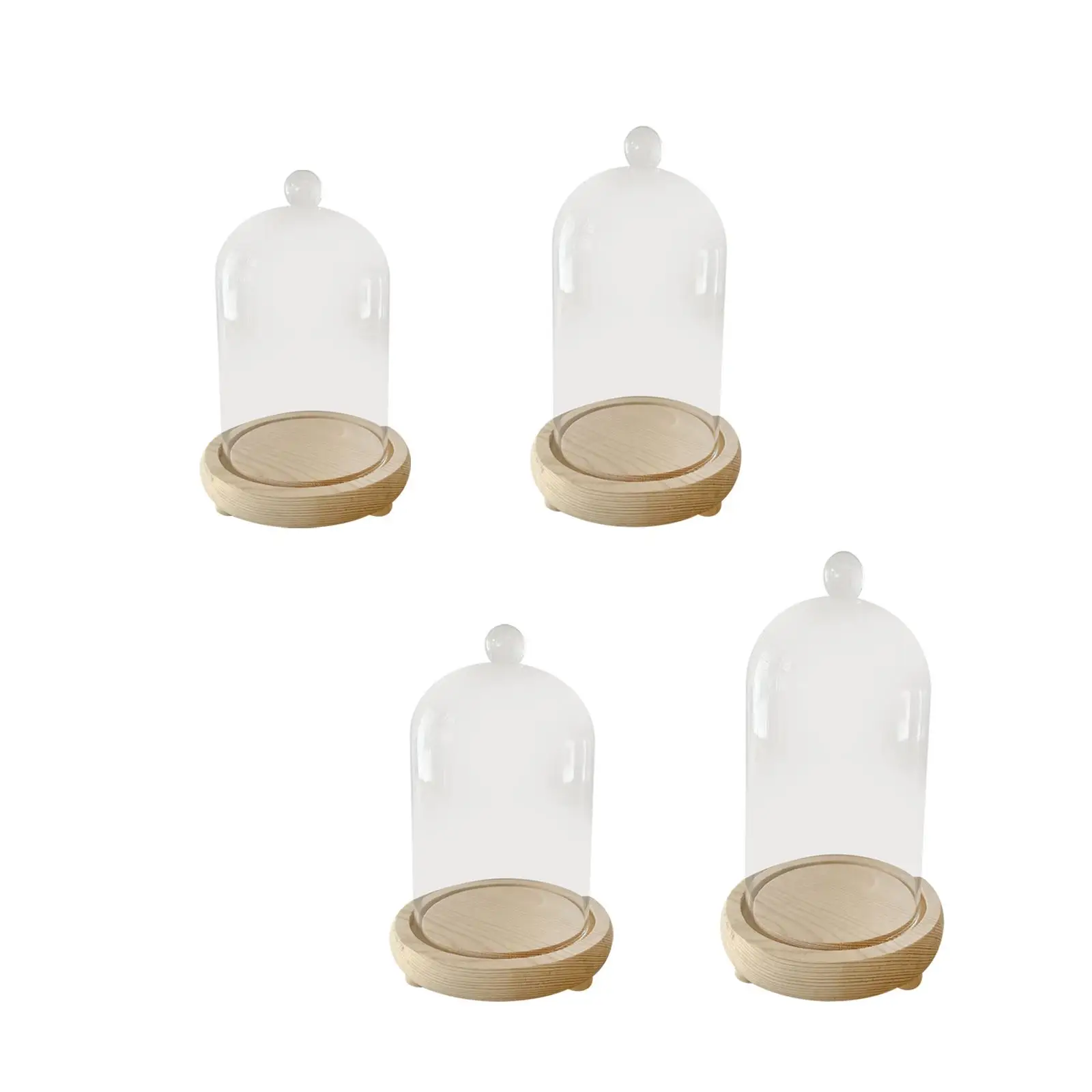 Cloche Glass Dome Display Bell Jar Decorative Multifunctional Rustic Showcase Wood Base Transparent Cover for Artificial Plants glass display dome