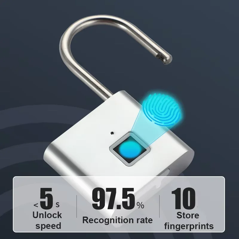 Xiaomi Fingerprint Padlock Smart USB Rechargeable Door Lock Waterproof Biometric Thumbprint Quick Unlock Zinc Alloy Door Padlock 2