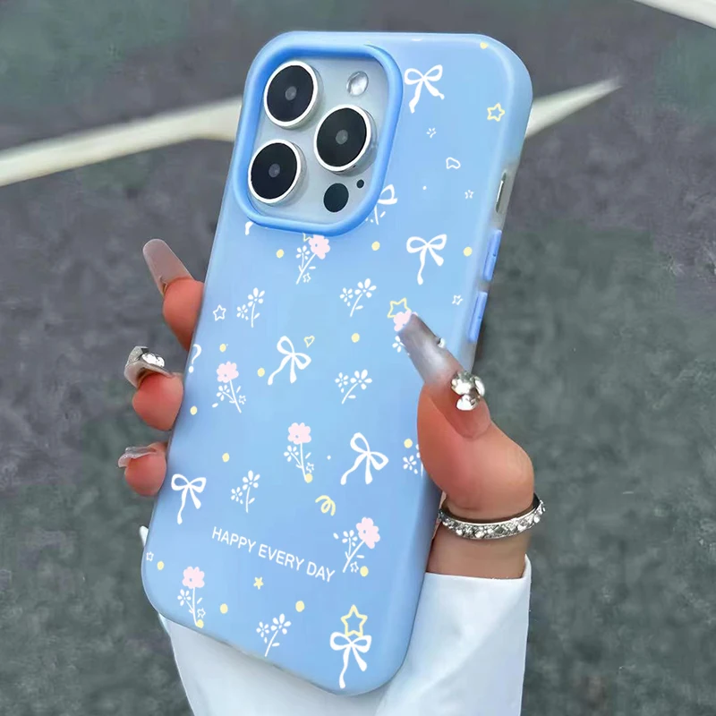 Cartoon Pink Flower Bow Smartphone Case Cover