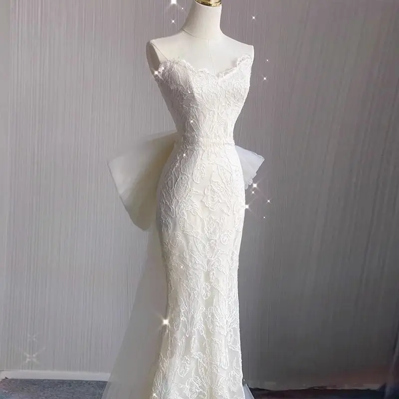 

Simple wedding dress forest style light new main yarn fairy girlfriend photography dress celebrity banquet host long skirt