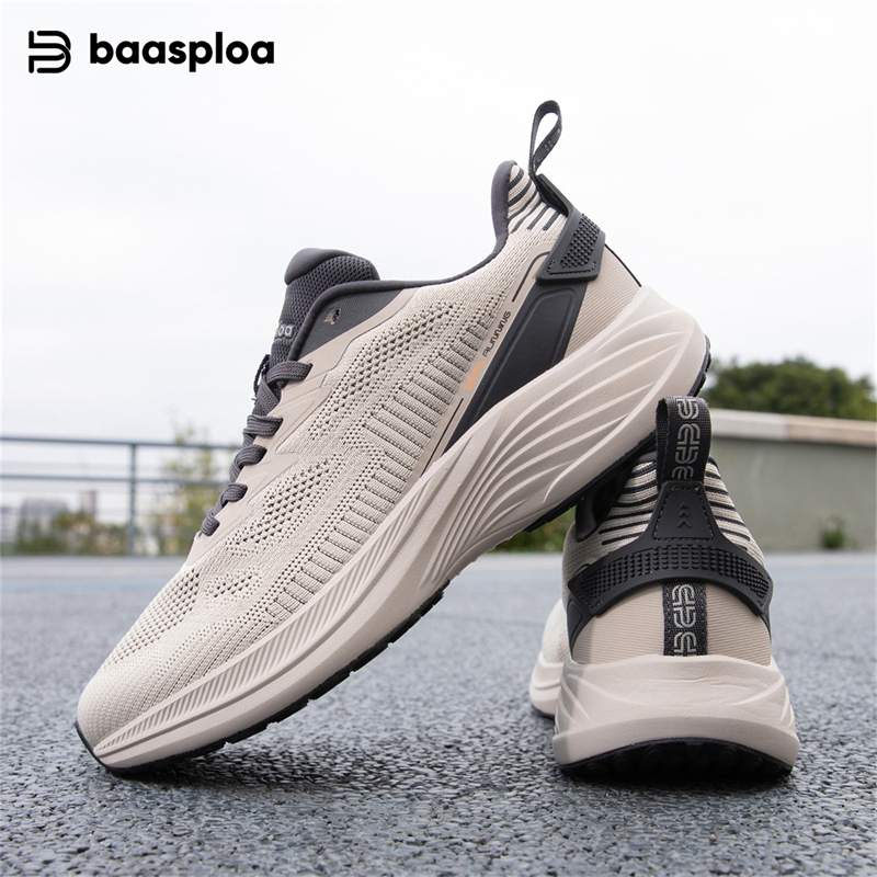 Baasploa Men Running Shoes Summer Lightweight Sport Shoes Mesh Breathable Casual Sneakers Non-Slip Outdoor Male Wear Resistant
