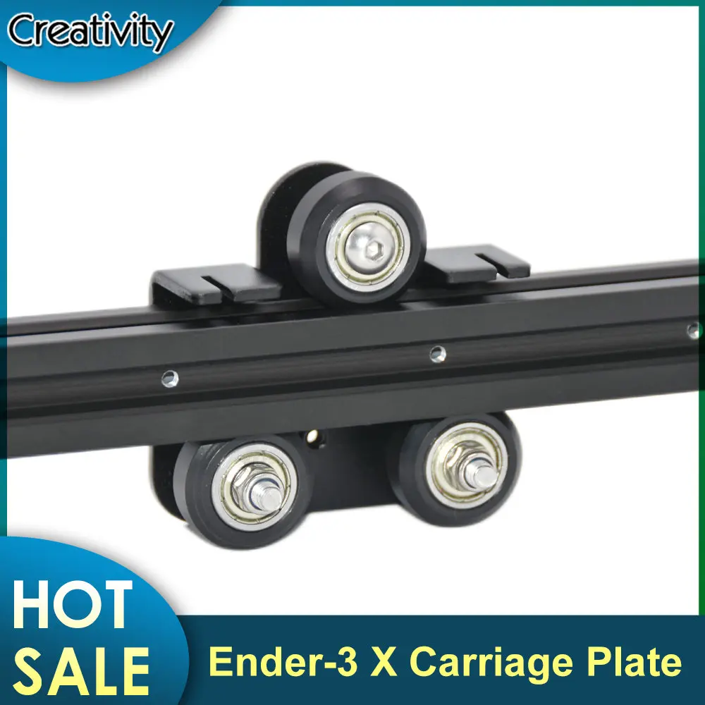 Ender3AluminumXCarriagePlatewithwheelsBackSupportPlatePulley