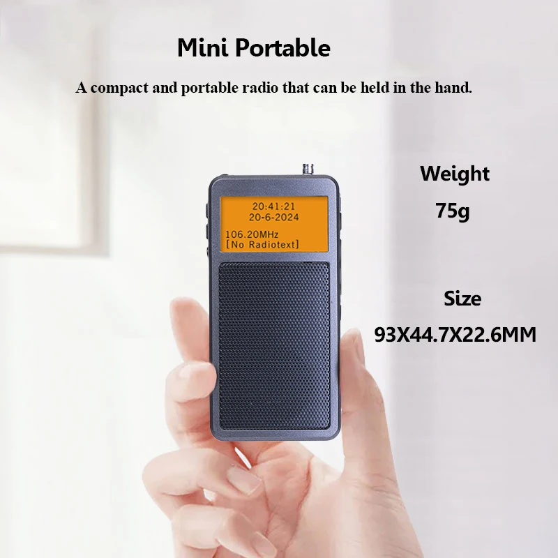 Mini Portable Bluetooth Radio Pocket DSP FM Stereo Radios Wireless Bluetooth Speaker with Alarm Clock Backlight Screen Rechargea