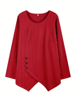 Women's Large Knitted Casual T-shirt Comfortable Loose Fit round Neck Short Sleeve Tees for plus Size Ladies 1
