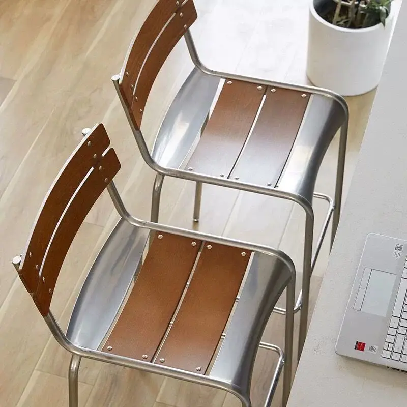 Light Luxury Nordic Bar Chairs Retro Design High Backrest Adults Chairs Relaxing Bar Furniture