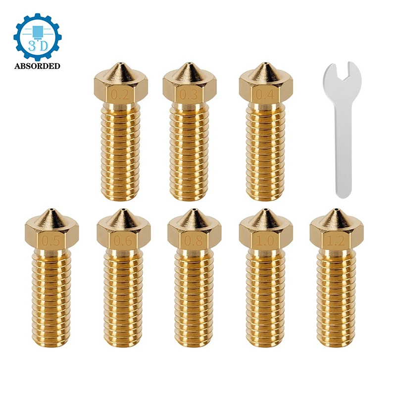 

11PCS/Lot 3D Printer Volcano Nozzles Stainless Steel Brass M6 Thread Hotend Nozzle 0.2mm-1.2mm For 1.75mm Filament