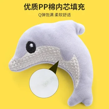 Pet cat toy Cute stuffed animal baby dolphin with catnip nibble toy 3